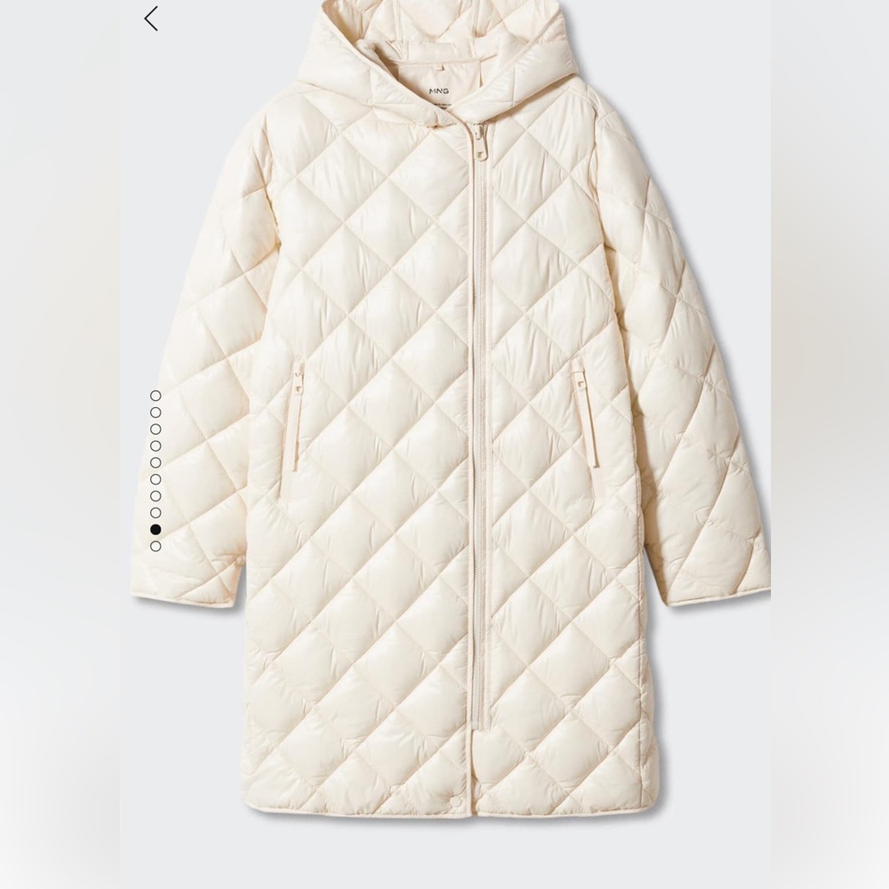 MANGO White hood quilted coat SIZE SMALL